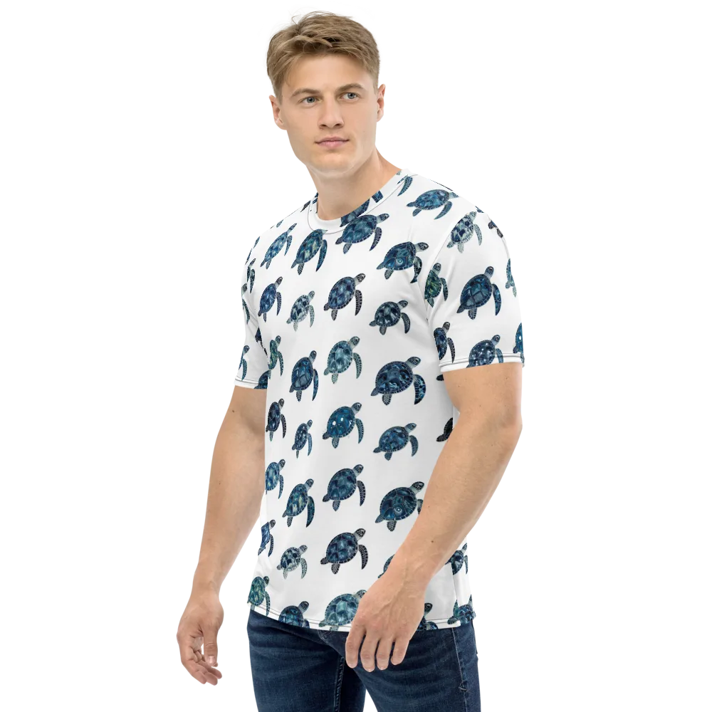 Midnight Tortoise on Men's Crew Neck T-Shirt — Left