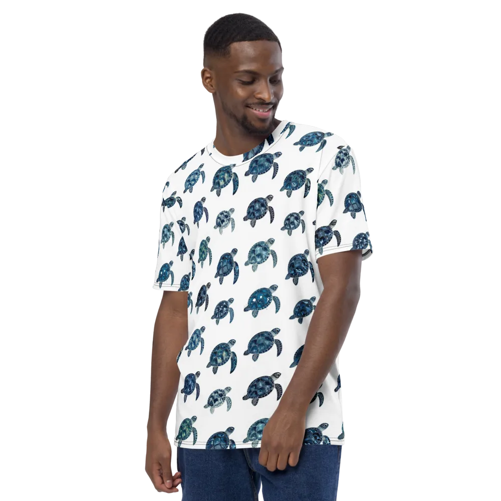 Midnight Tortoise on Men's Crew Neck T-Shirt — Left