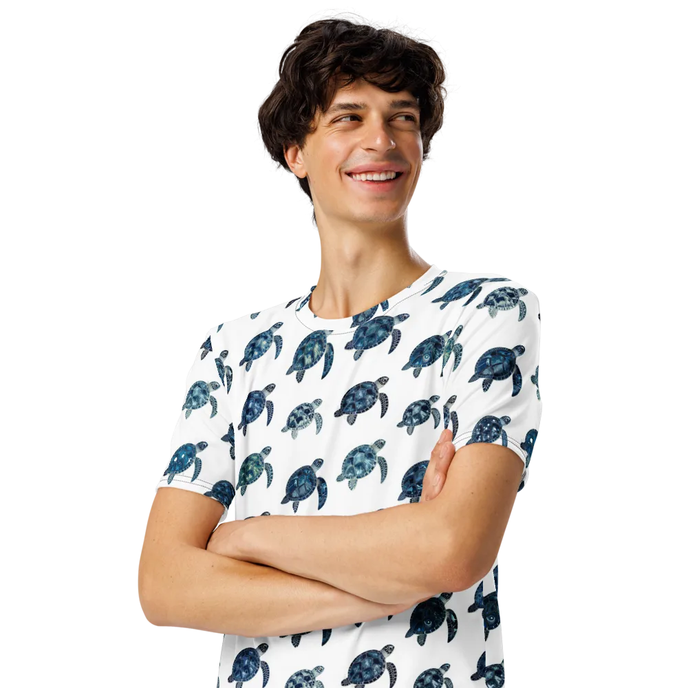 Midnight Tortoise on Men's Crew Neck T-Shirt — Left Front