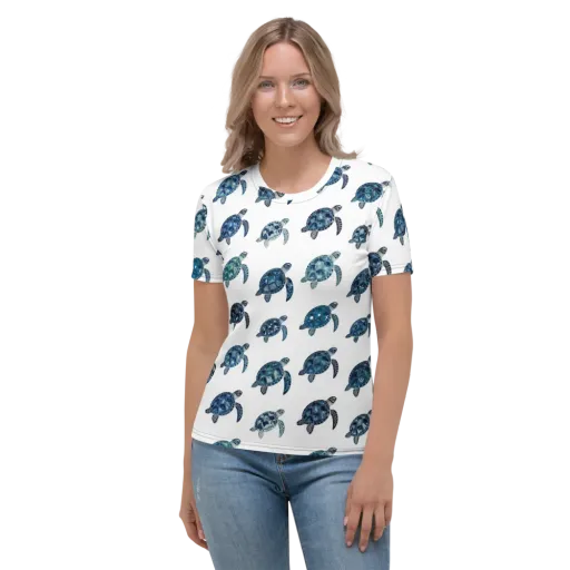 Midnight Tortoise on a Women's Crew Neck T-Shirt