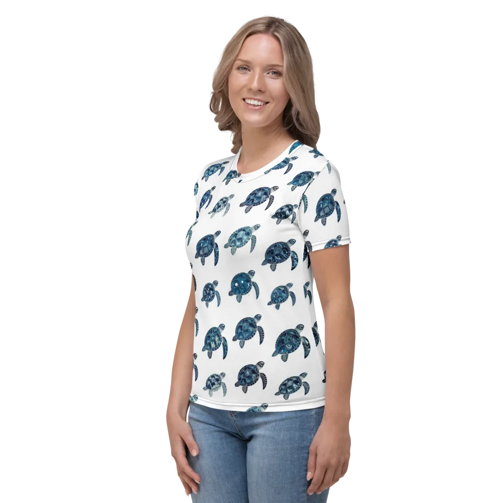 Midnight Tortoise on Women's Crew Neck T-Shirt — Left