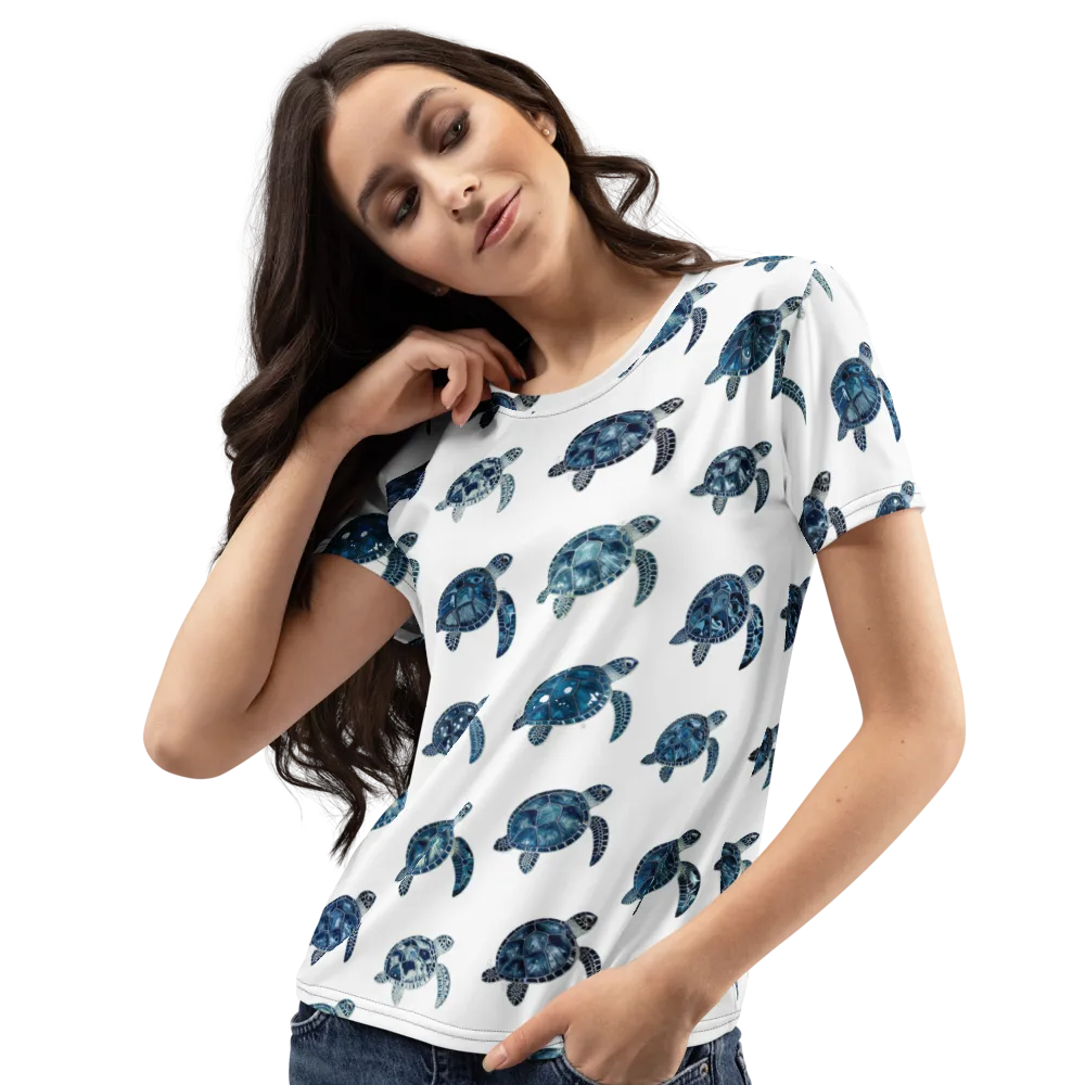 Midnight Tortoise on Women's Crew Neck T-Shirt — Left Front