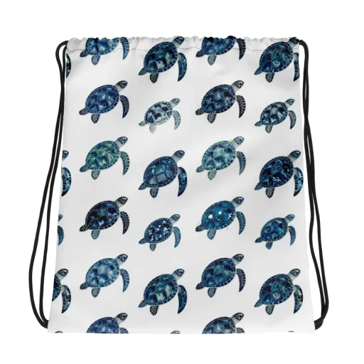 Midnight Tortoise on a Drawstring Bag