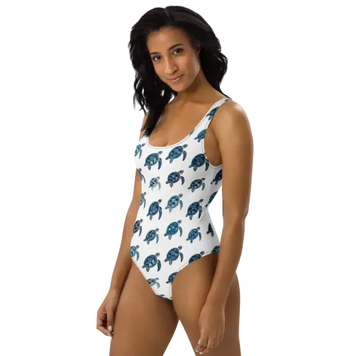 Midnight Tortoise on a One-Piece Swimsuit