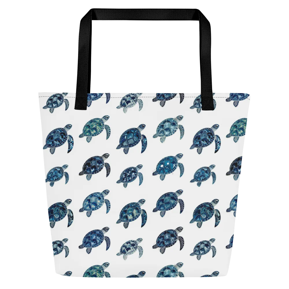 Midnight Tortoise on Large Tote Bag W/ Pocket — Front