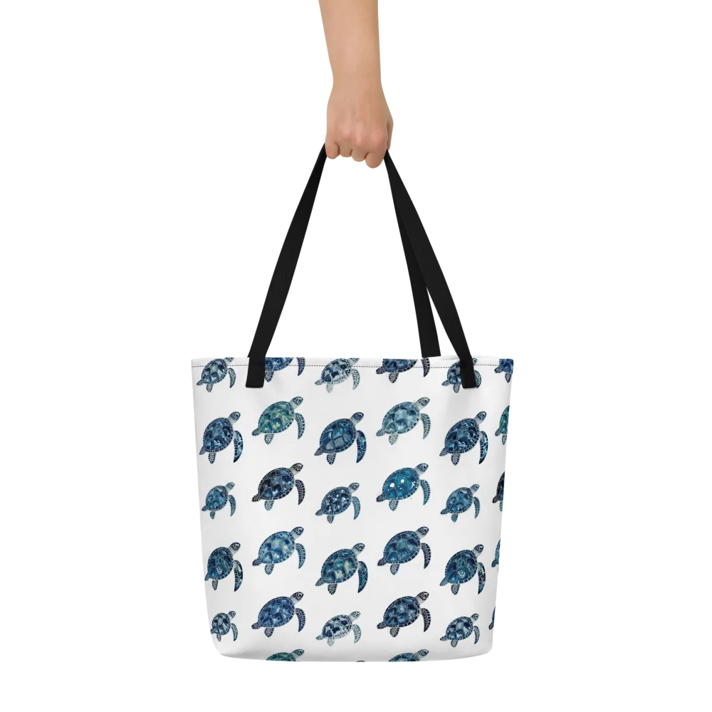 Midnight Tortoise on Large Tote Bag W/ Pocket — Front