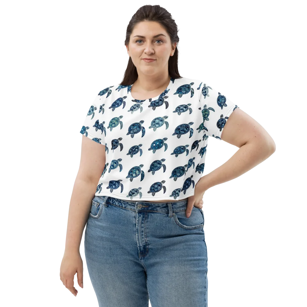 Midnight Tortoise on Crop Tee — Front