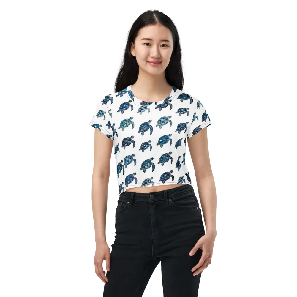 Midnight Tortoise on Crop Tee — Front