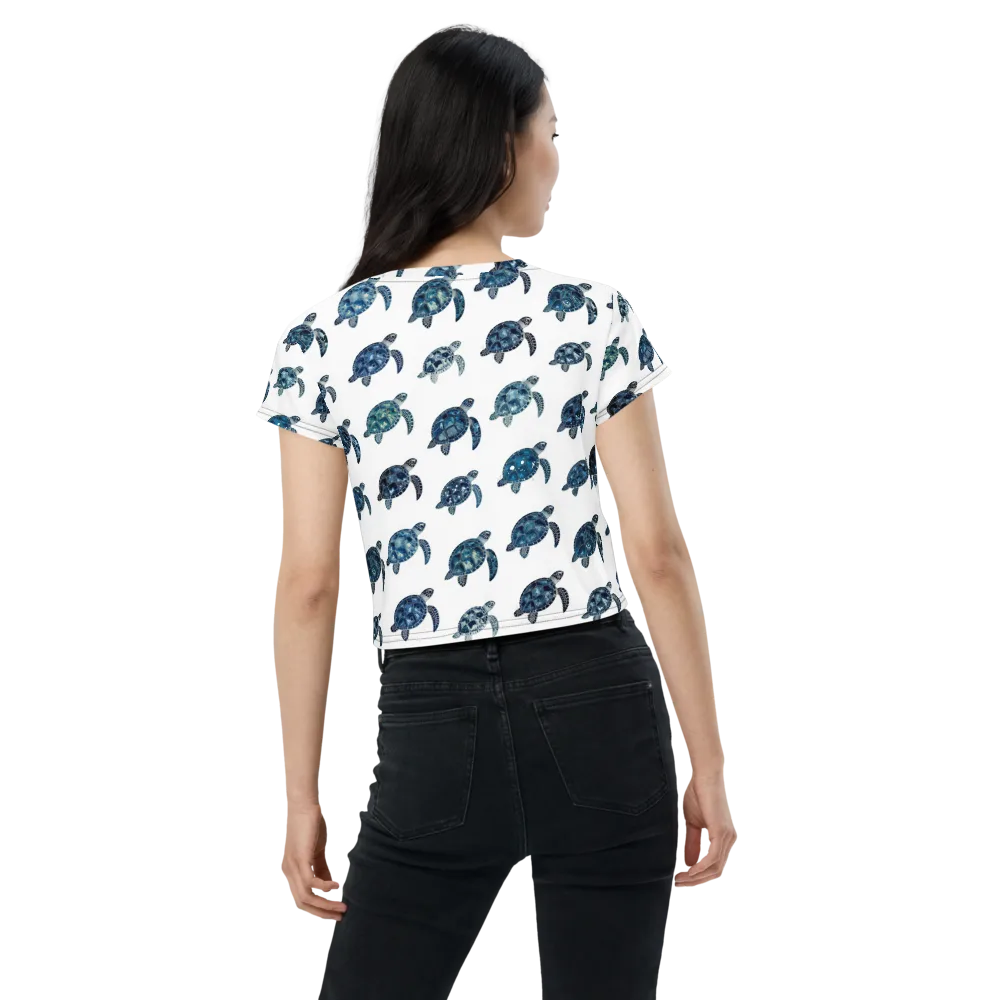 Midnight Tortoise on Crop Tee — Back