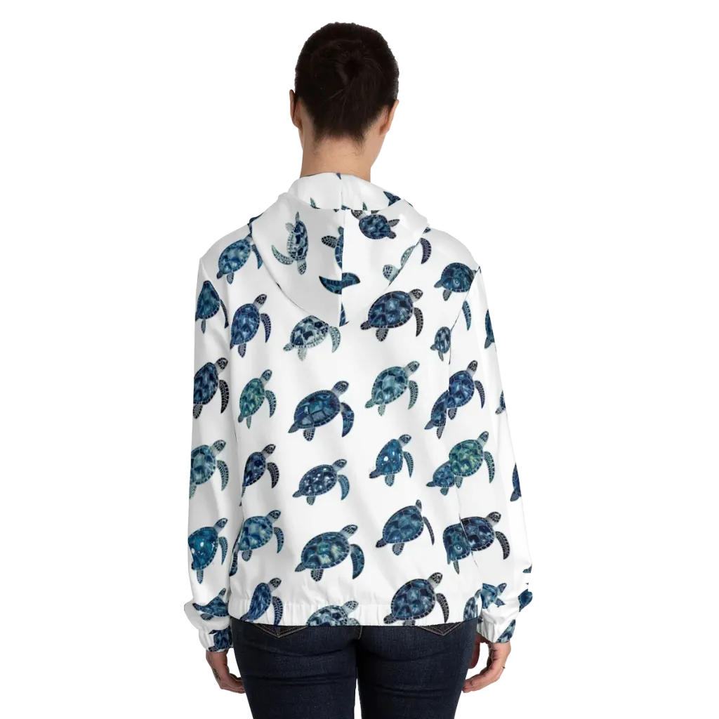 Midnight Tortoise on Women's Full-Zip Hoodie — Back On Person