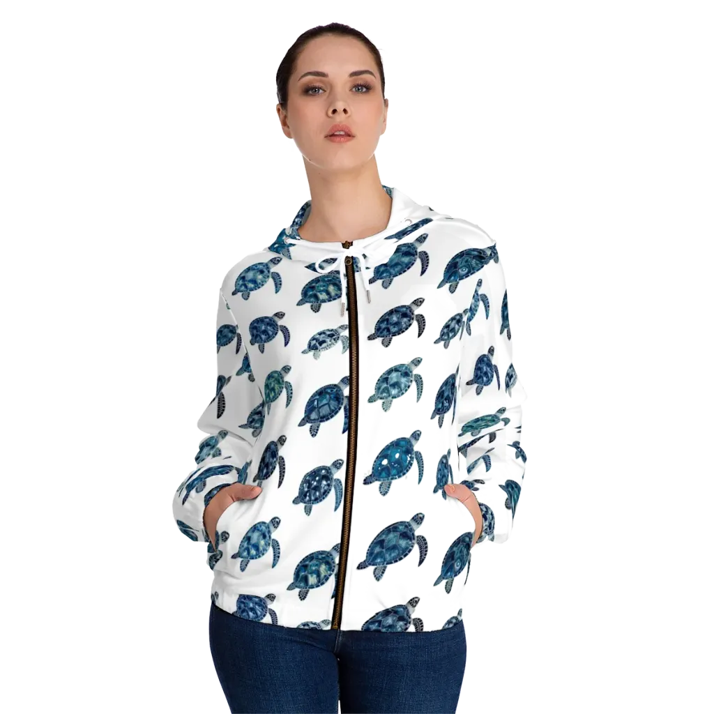 Midnight Tortoise on Women's Full-Zip Hoodie — Front On Person