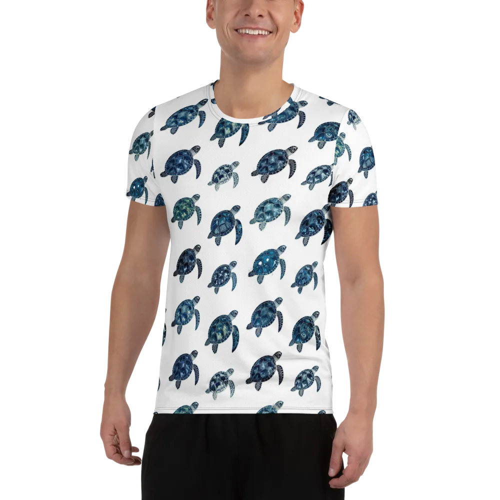 Midnight Tortoise on Men's Athletic T-Shirt — Front