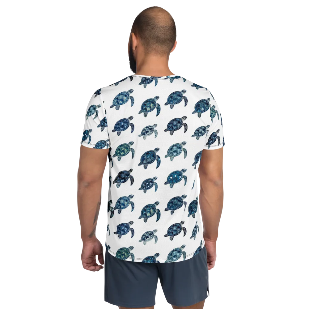 Midnight Tortoise on Men's Athletic T-Shirt — Back