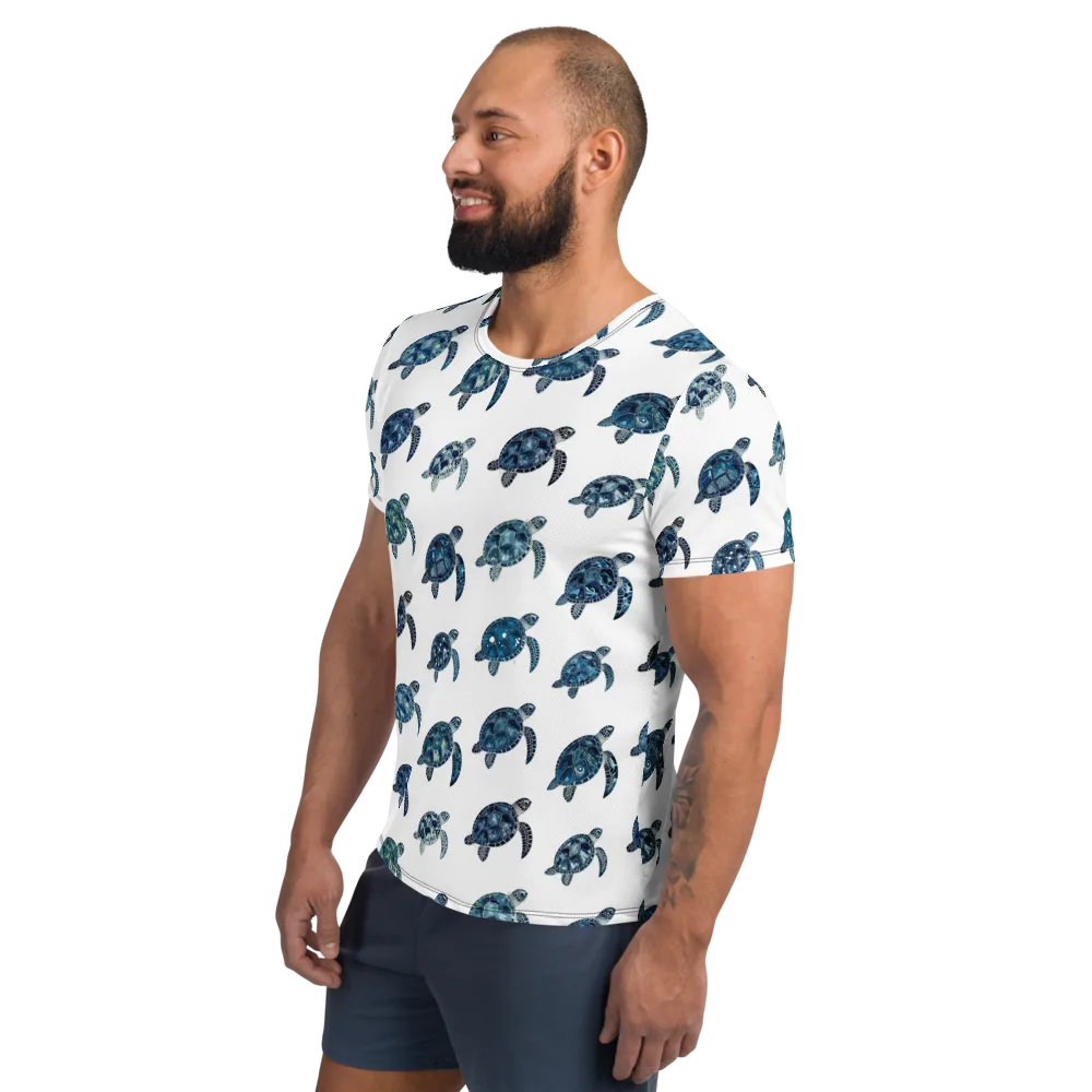 Midnight Tortoise on Men's Athletic T-Shirt — Left