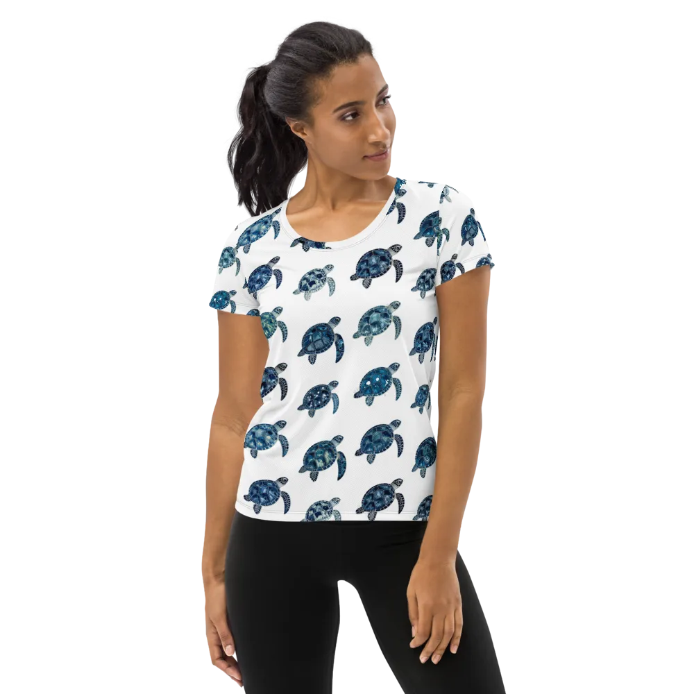 Midnight Tortoise on Women's Athletic T-Shirt — Front
