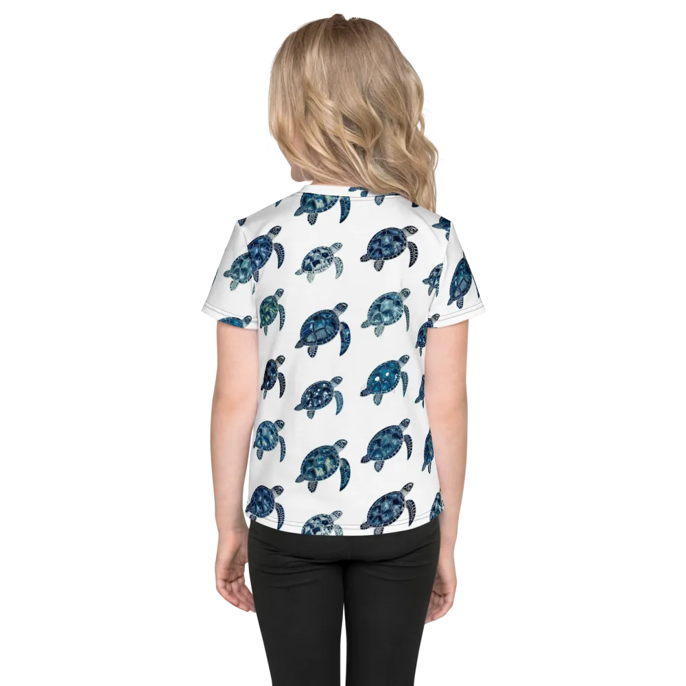 Midnight Tortoise on Kids Crew Neck T-Shirt — Back
