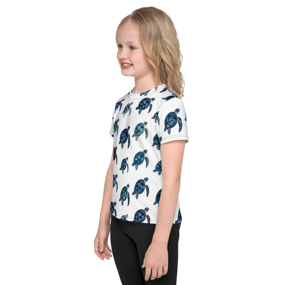 Midnight Tortoise on Kids Crew Neck T-Shirt — Left