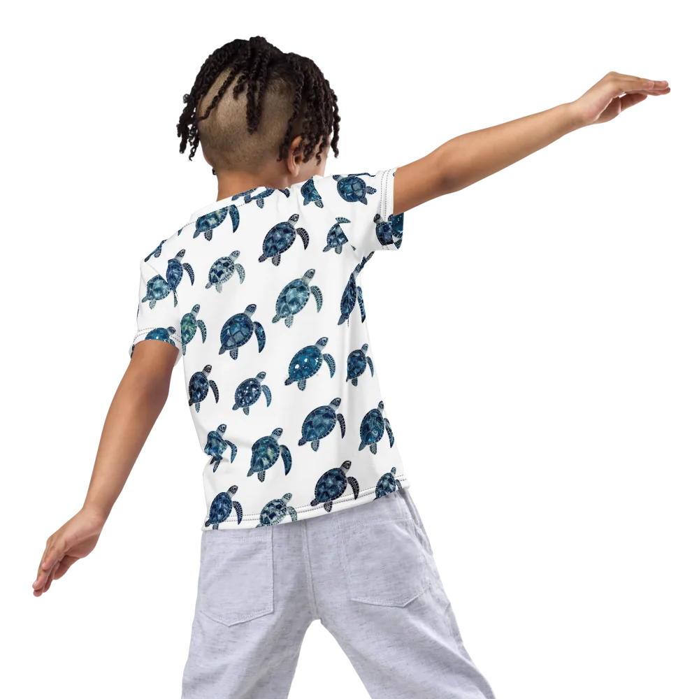 Midnight Tortoise on Kids Crew Neck T-Shirt — Back