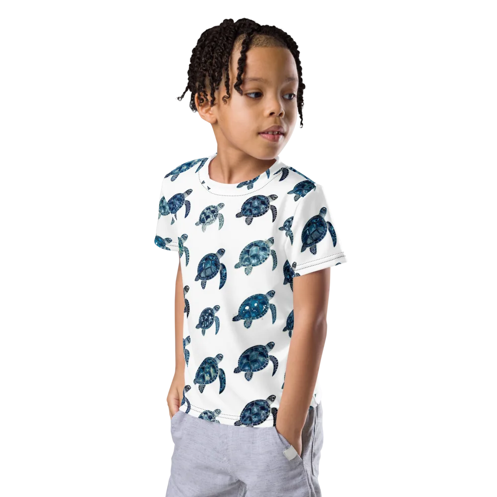 Midnight Tortoise on Kids Crew Neck T-Shirt — Left Front