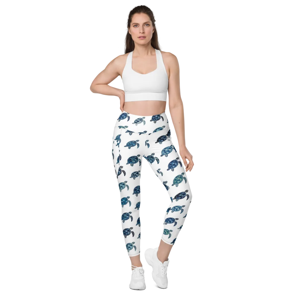 Midnight Tortoise on Leggings with Pockets — Front