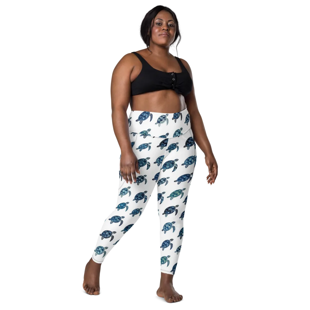 Midnight Tortoise on Leggings with Pockets — Front