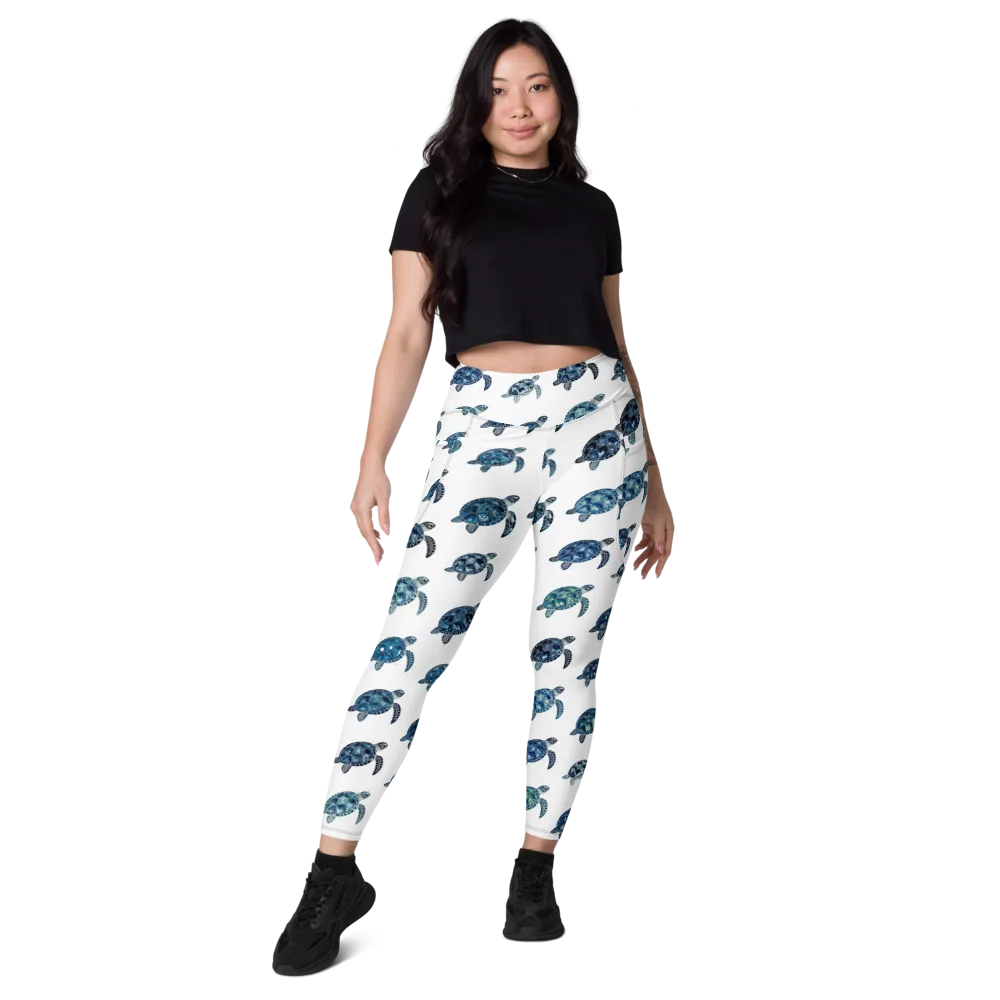 Midnight Tortoise on Leggings with Pockets — Front