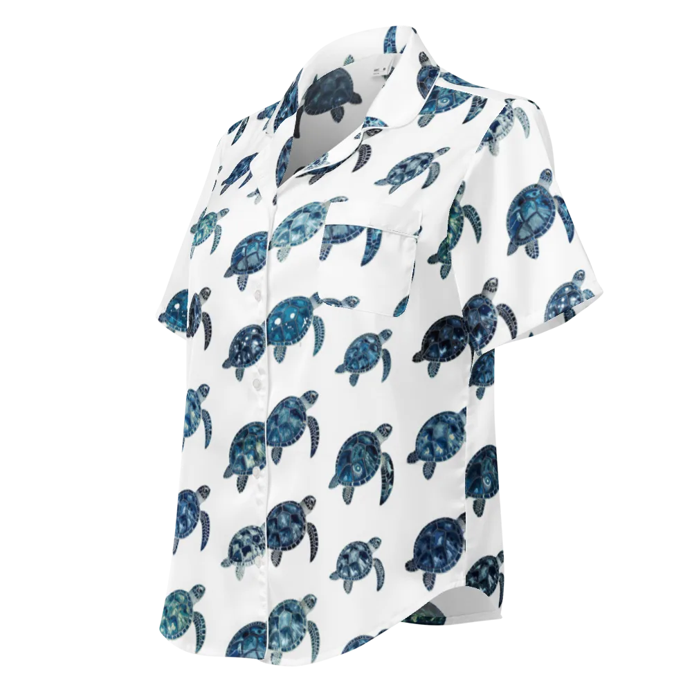 Midnight Tortoise on Women's Short Sleeve Pajama Top — Left Front