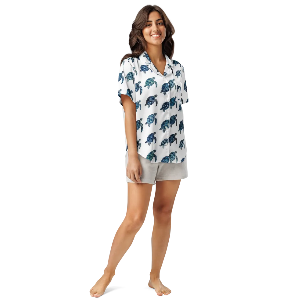 Midnight Tortoise on Women's Short Sleeve Pajama Top — Front