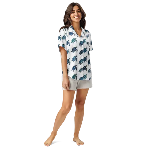 Midnight Tortoise on a Women's Short Sleeve Pajama Top