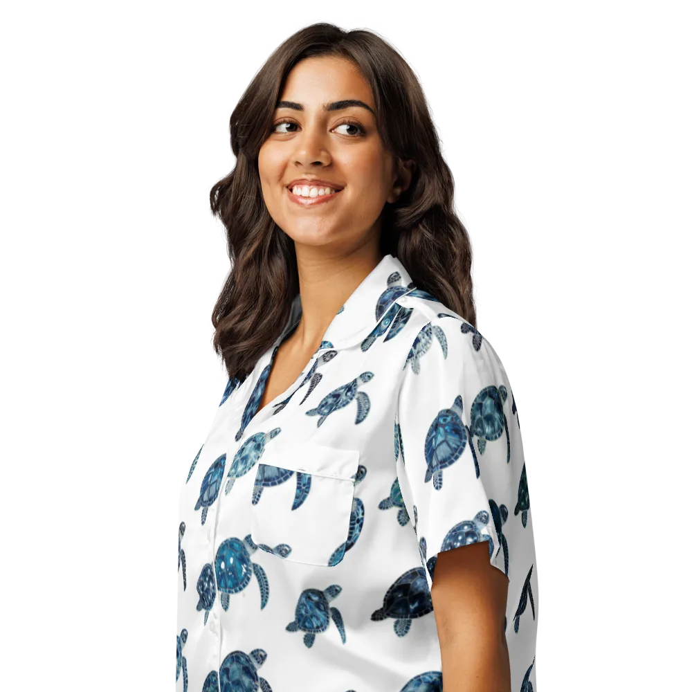 Midnight Tortoise on Women's Short Sleeve Pajama Top — Left Front