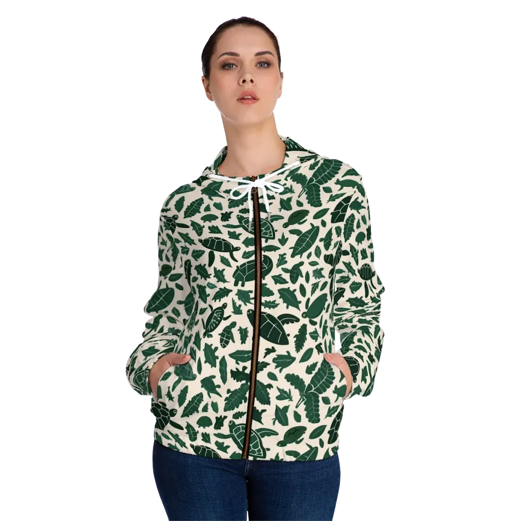Turtle Canopy on Women's Full-Zip Hoodie — Front On Person