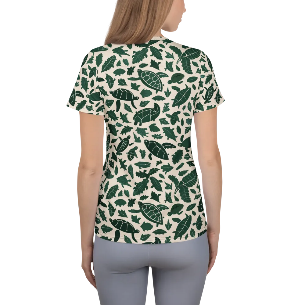 Turtle Canopy on Women's Athletic T-Shirt — Back