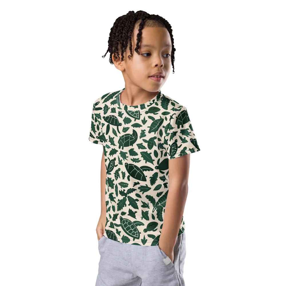 Turtle Canopy on Kids Crew Neck T-Shirt — Left Front