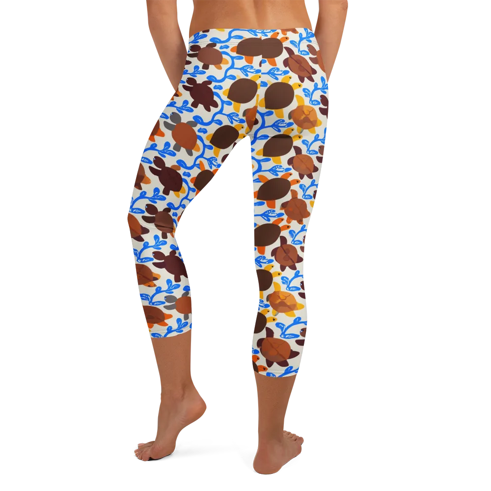 Turtle Current on Capri Leggings — Back