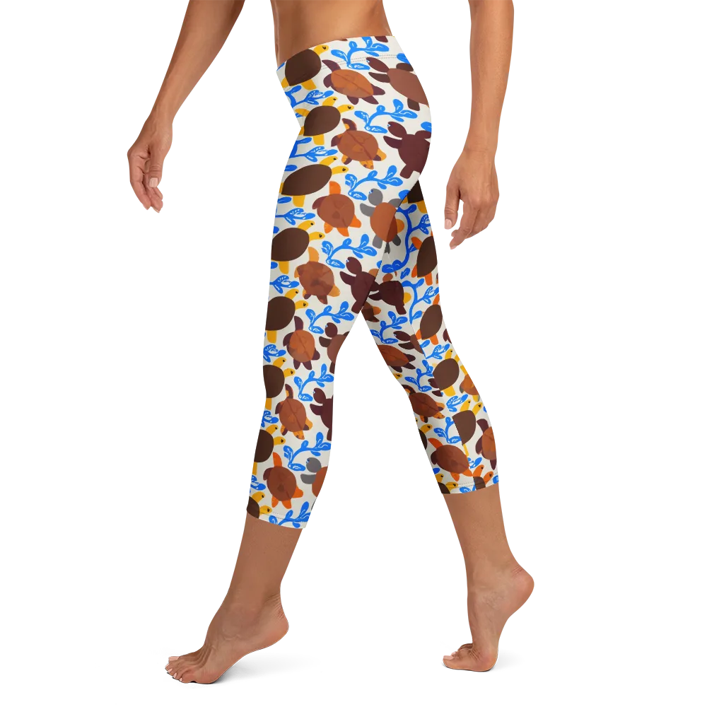 Turtle Current on Capri Leggings — Left