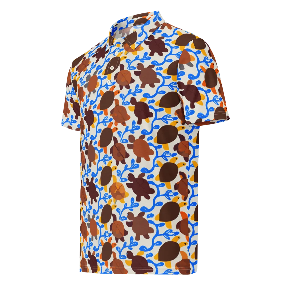 Turtle Current on Men's Slim Fit Polo Shirt — Left Front