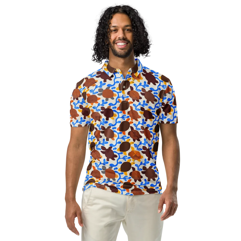 Turtle Current on Men's Slim Fit Polo Shirt — Front