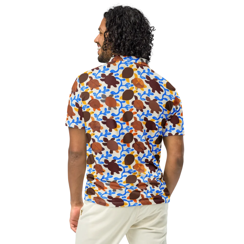 Turtle Current on Men's Slim Fit Polo Shirt — Back