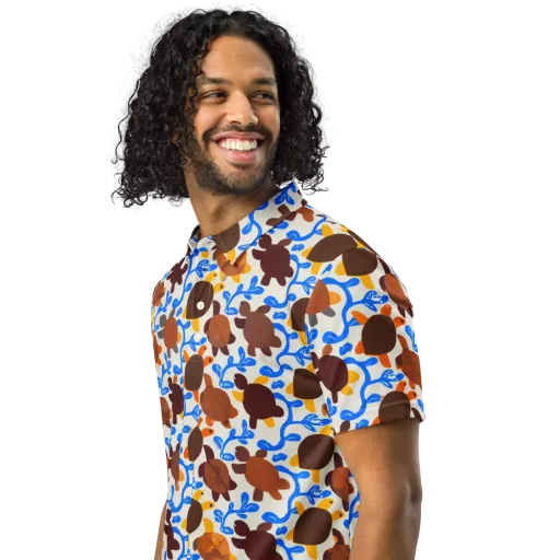 Turtle Current on a Men's Slim Fit Polo Shirt