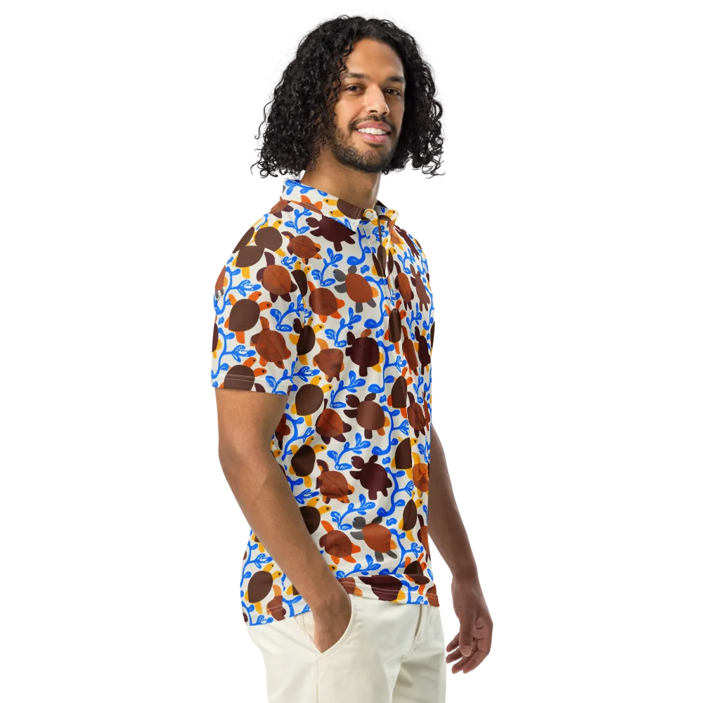 Turtle Current on Men's Slim Fit Polo Shirt — Right Front