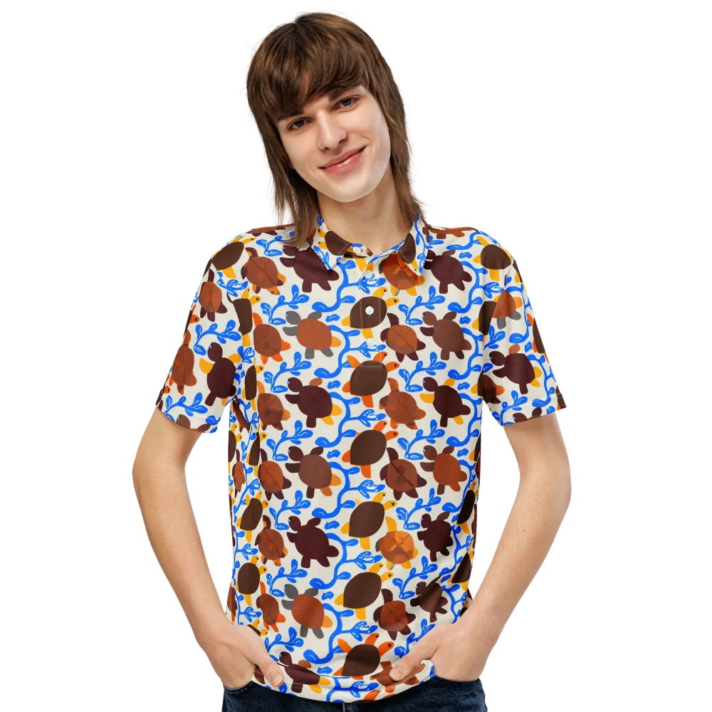 Turtle Current on Men's Slim Fit Polo Shirt — Front