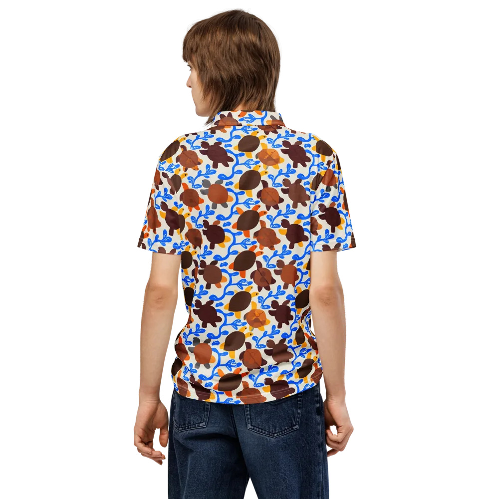 Turtle Current on Men's Slim Fit Polo Shirt — Back