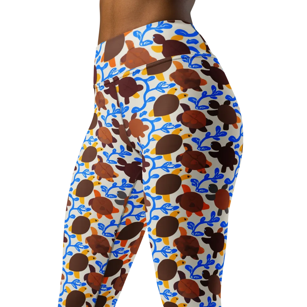Turtle Current on Yoga Leggings — Left Front