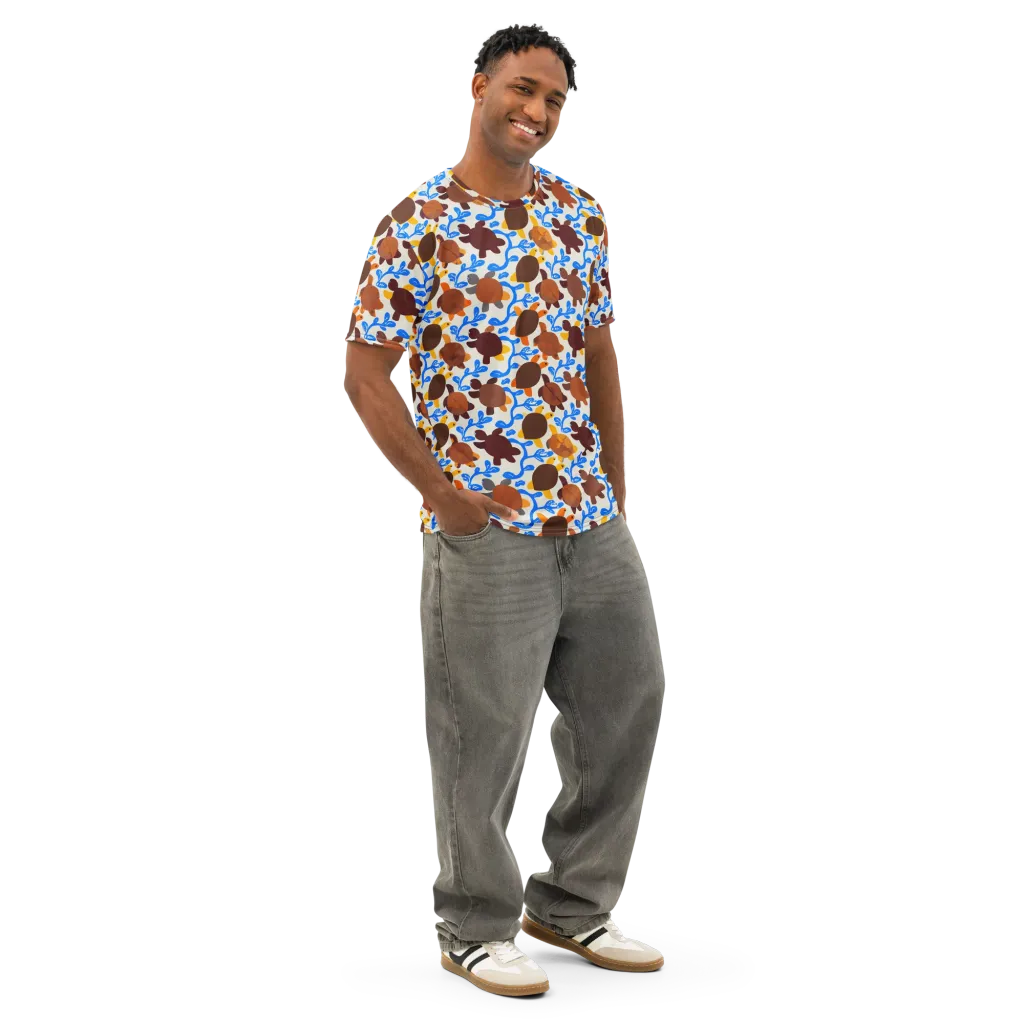 Turtle Current on Men's Cotton Crew Neck T-Shirt — Right Front