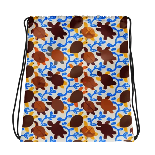 Turtle Current on a Drawstring Bag