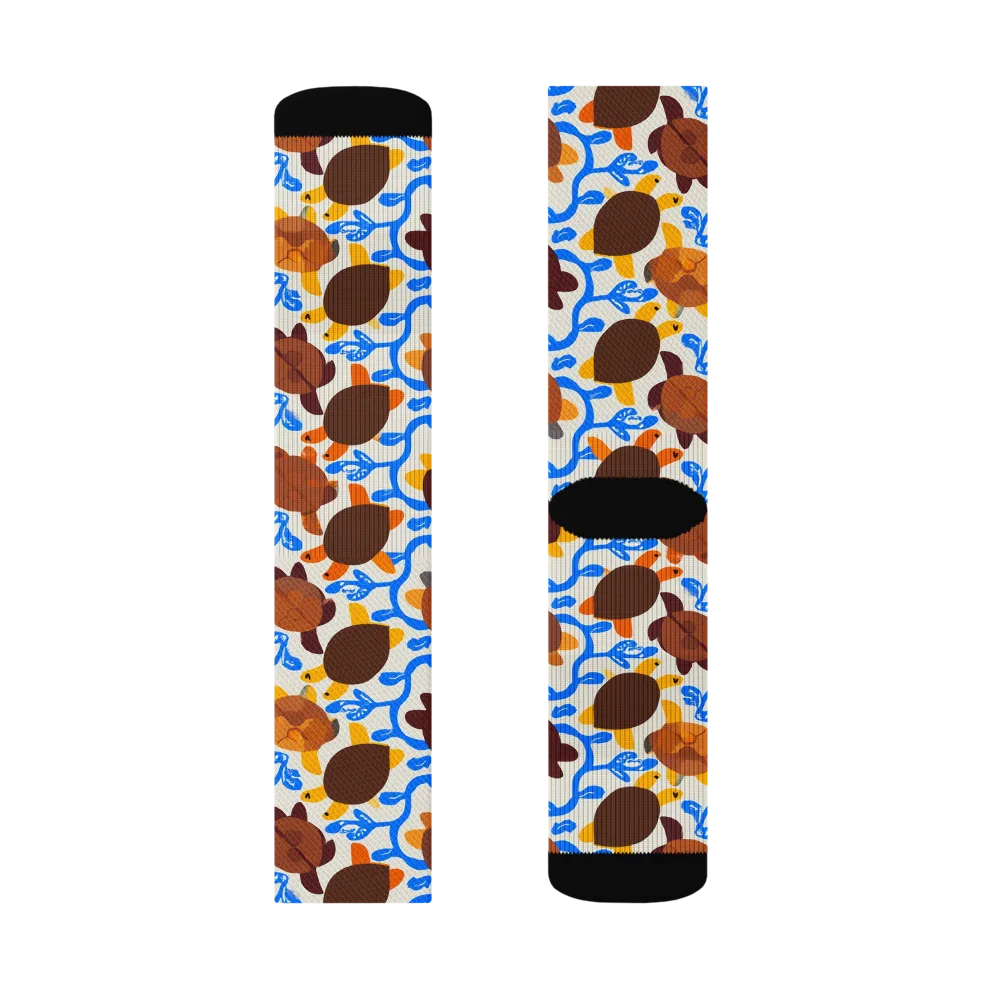 Turtle Current on Socks — Left Sock