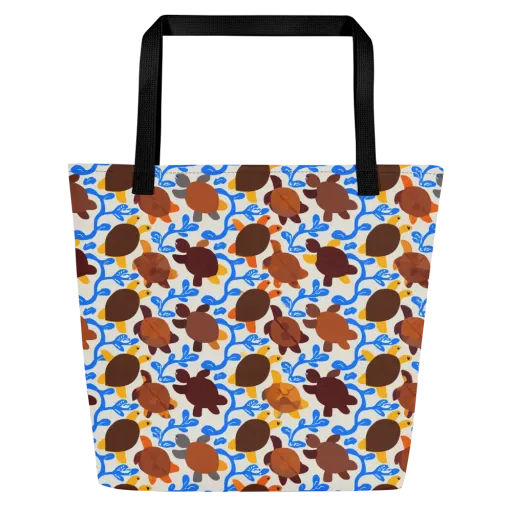 Turtle Current on a Large Tote Bag W/ Pocket