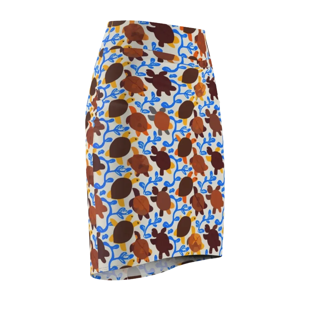 Turtle Current on Pencil Skirt — Front Side