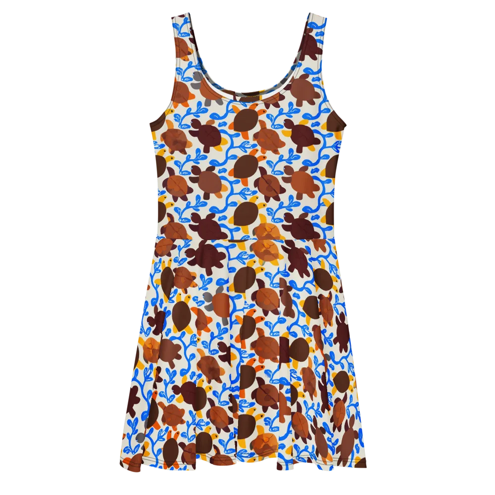 Turtle Current on Skater Dress — Front