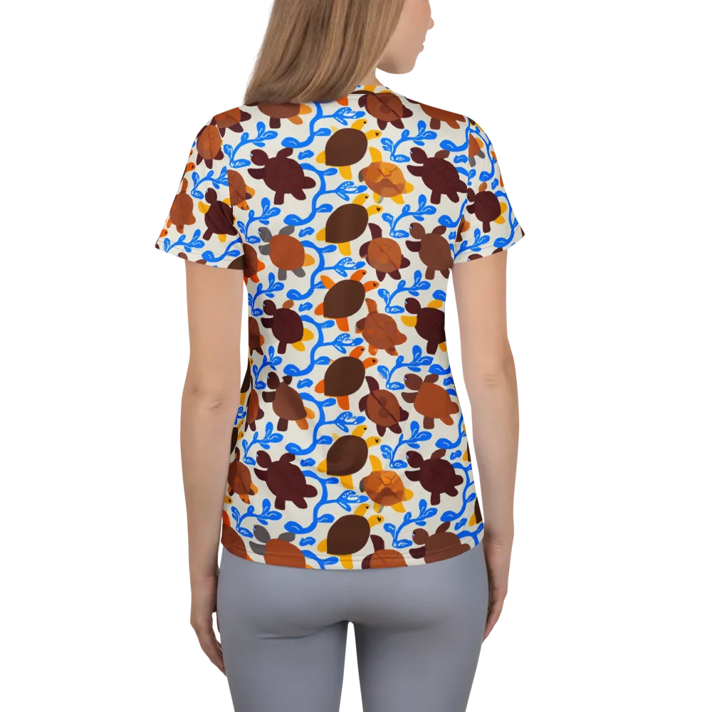 Turtle Current on Women's Athletic T-Shirt — Back